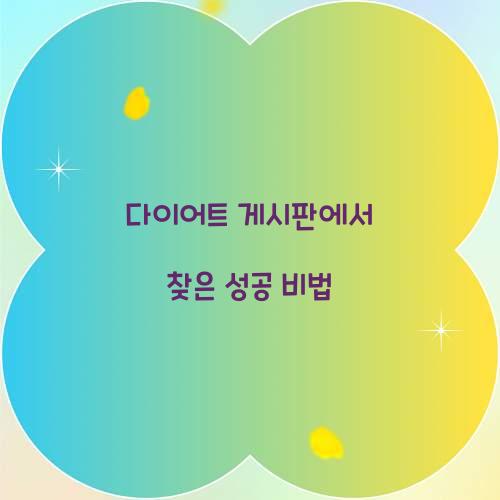 다이어트 게시판에서 찾은 성공 비법