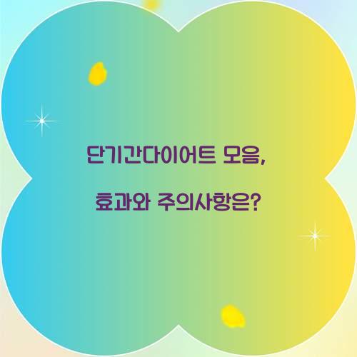 단기간다이어트 모음, 효과와 주의사항은?