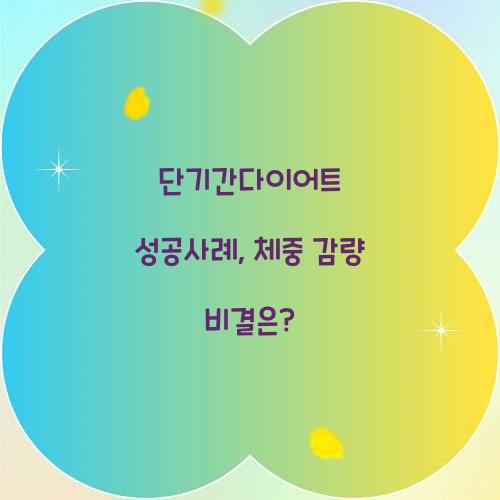 단기간다이어트 성공사례, 체중 감량 비결은?