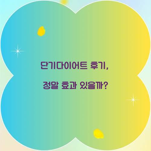 단기다이어트 후기, 정말 효과 있을까?