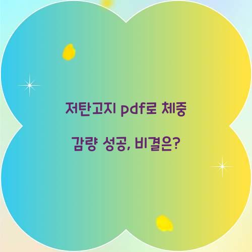 저탄고지 pdf로 체중 감량 성공, 비결은?