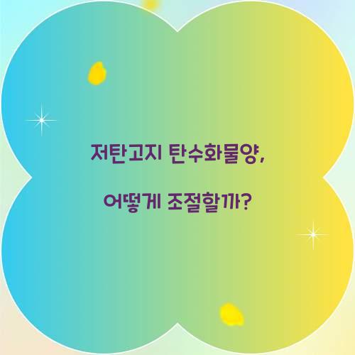 저탄고지 탄수화물양, 어떻게 조절할까?