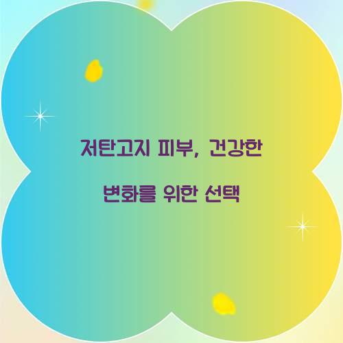 저탄고지 피부, 건강한 변화를 위한 선택