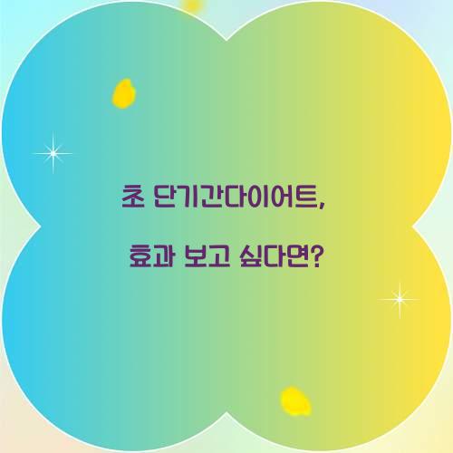 초 단기간다이어트, 효과 보고 싶다면?