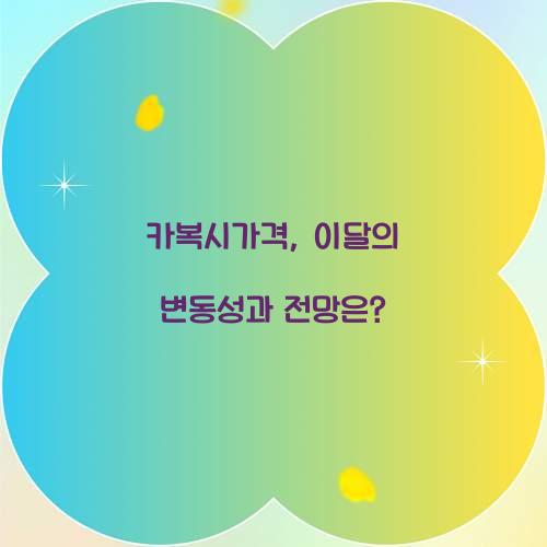 카복시가격, 이달의 변동성과 전망은?