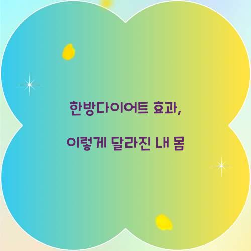 한방다이어트 효과, 이렇게 달라진 내 몸