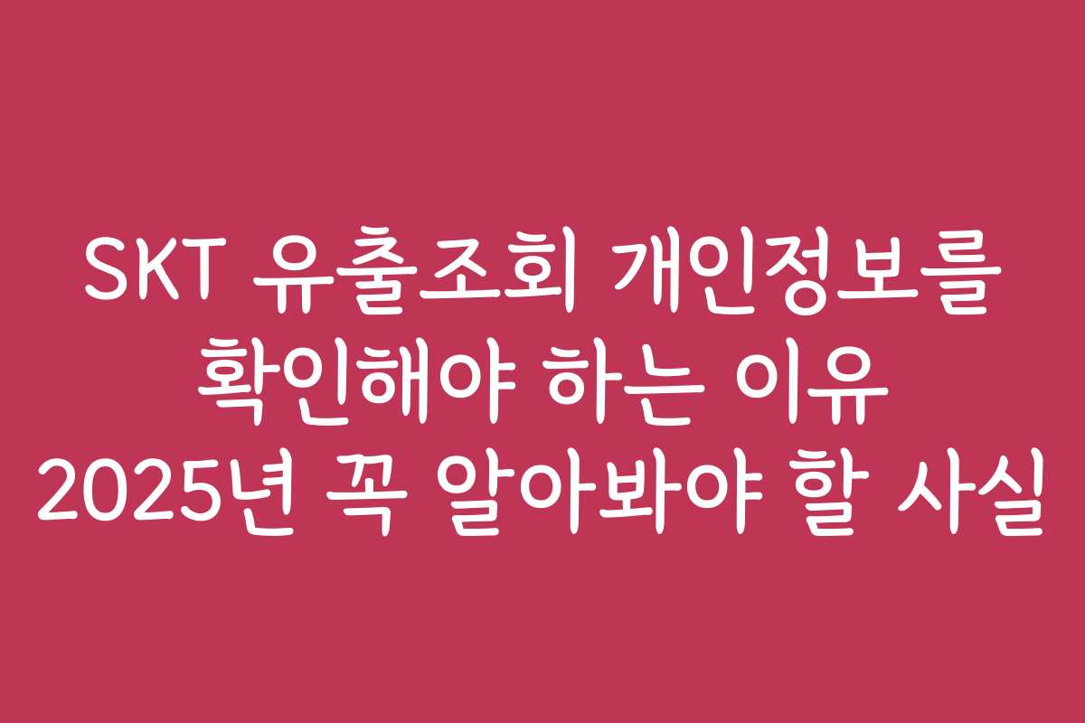 SKT 유출조회 개인정보를 확인해야 하는 이유 2025년 꼭 알아봐야 할 사실