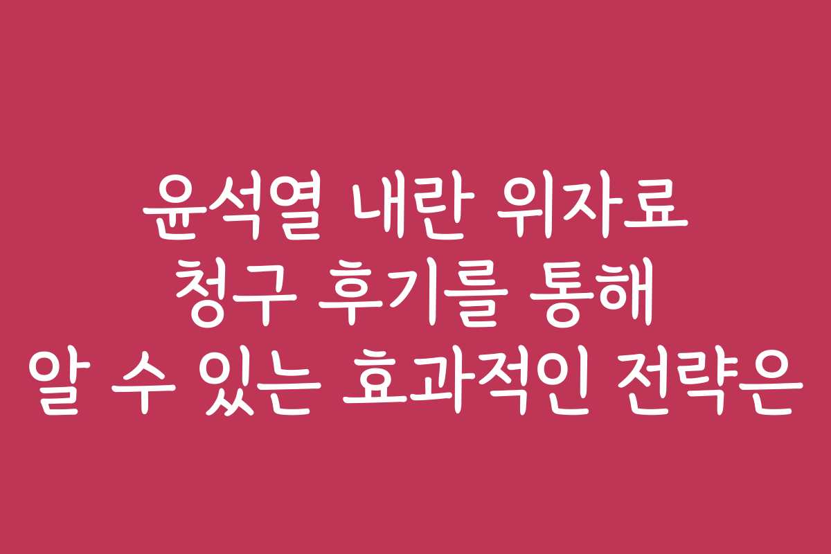 윤석열 내란 위자료 청구 후기를 통해 알 수 있는 효과적인 전략은