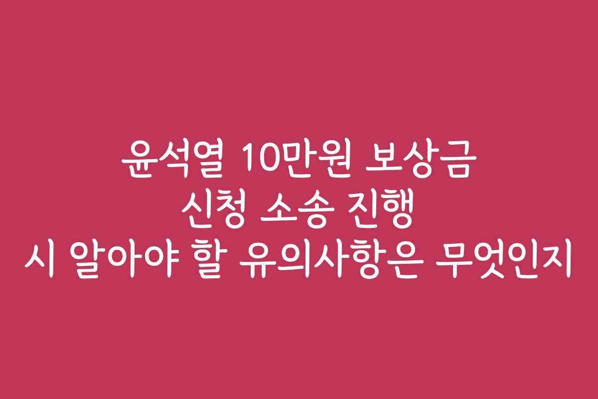 윤석열 10만원 보상금 신청 소송 진행 시 알아야 할 유의사항은 무엇인지