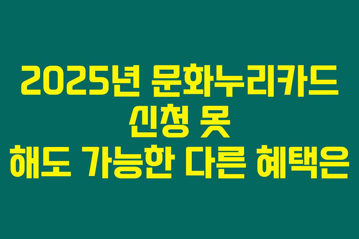 2025년 문화누리카드 신청 못 해도 가능한 다른 혜택은