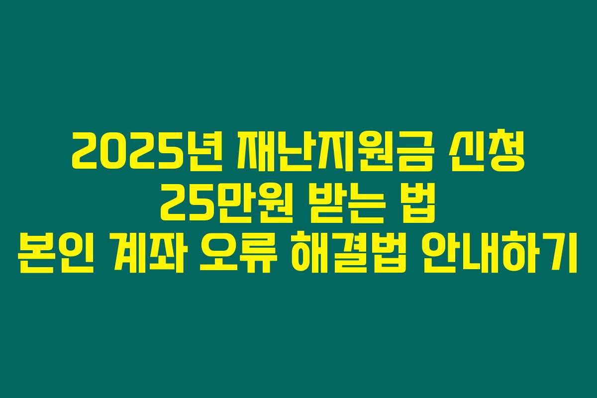 2025년 재난지원금 신청 25만원 받는 법 본인 계좌 오류 해결법 안내하기