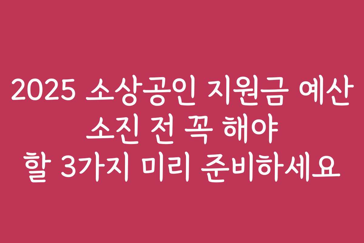 2025 소상공인 지원금 예산 소진 전 꼭 해야 할 3가지 미리 준비하세요