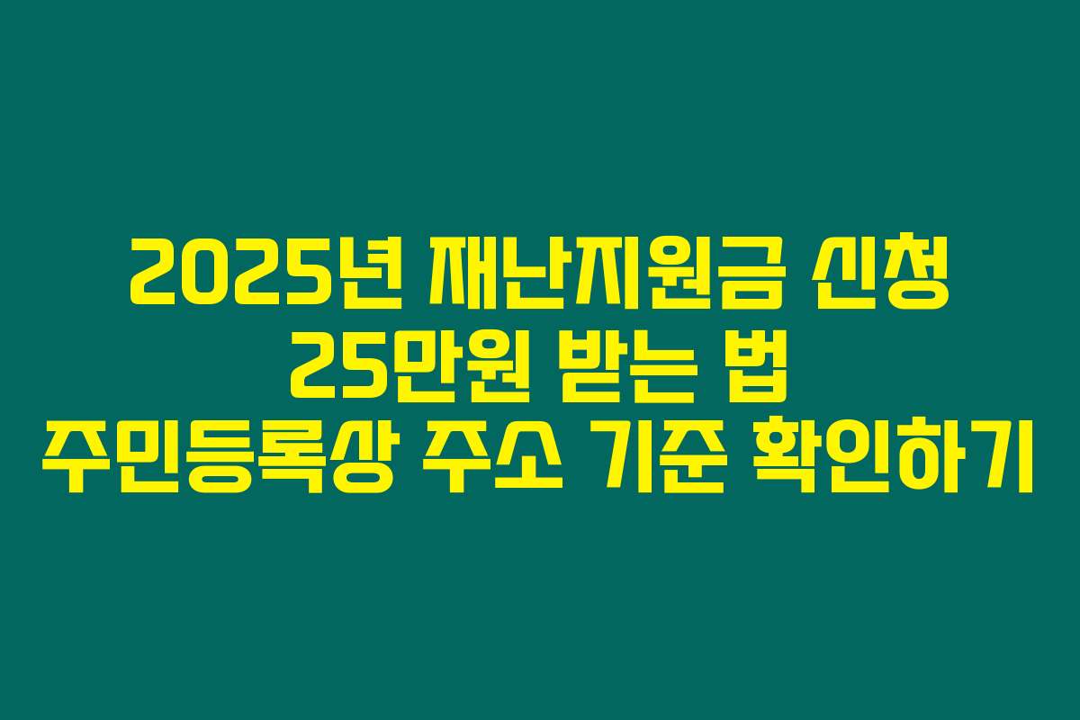 2025년 재난지원금 신청 25만원 받는 법 주민등록상 주소 기준 확인하기