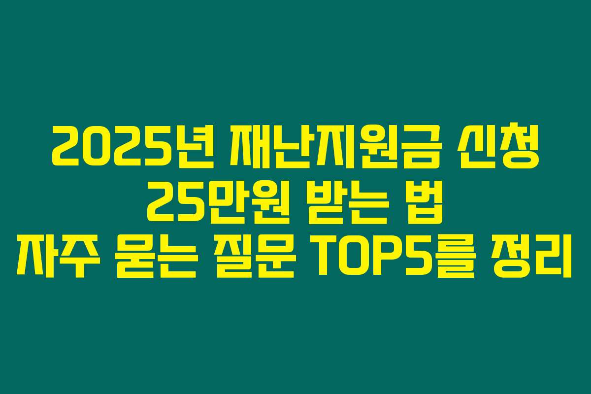 2025년 재난지원금 신청 25만원 받는 법 자주 묻는 질문 TOP5를 정리