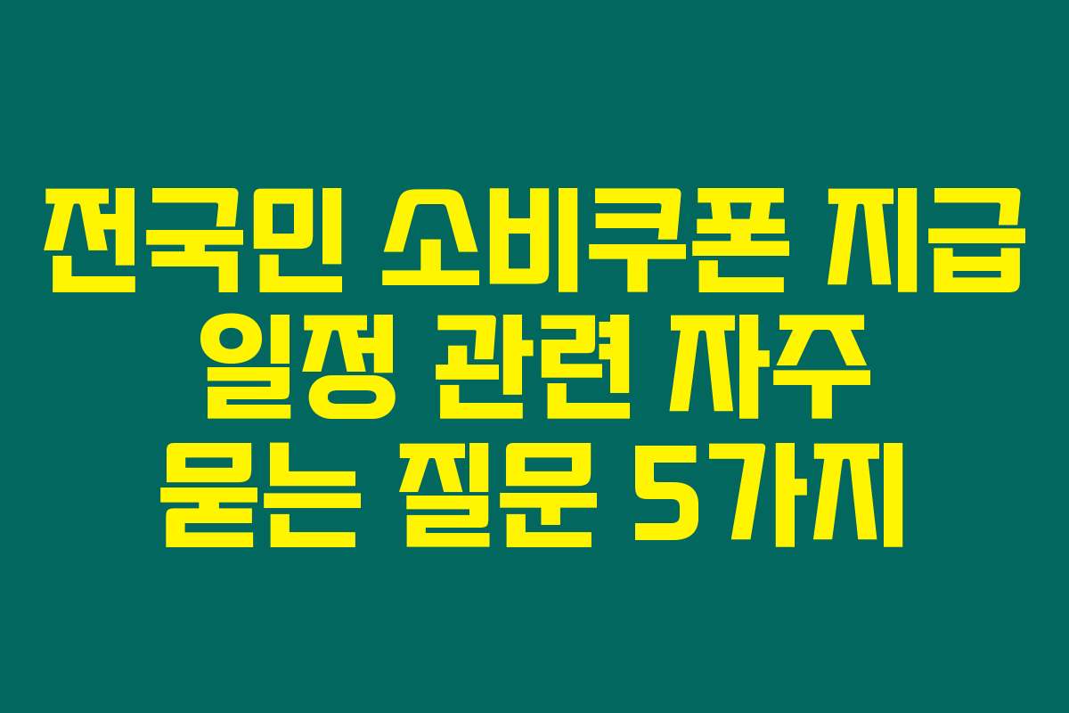 전국민 소비쿠폰 지급 일정 관련 자주 묻는 질문 5가지