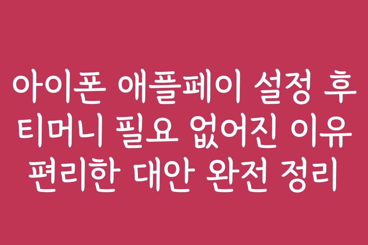 아이폰 애플페이 설정 후 티머니 필요 없어진 이유 편리한 대안 완전 정리