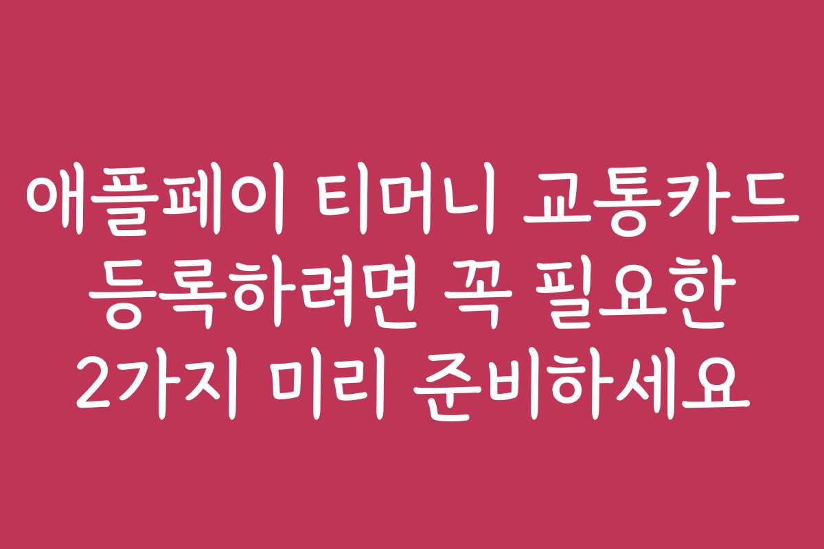 애플페이 티머니 교통카드 등록하려면 꼭 필요한 2가지 미리 준비하세요