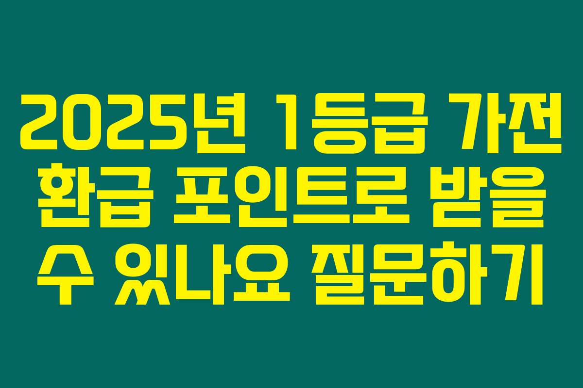 2025년 1등급 가전 환급 포인트로 받을 수 있나요 질문하기
