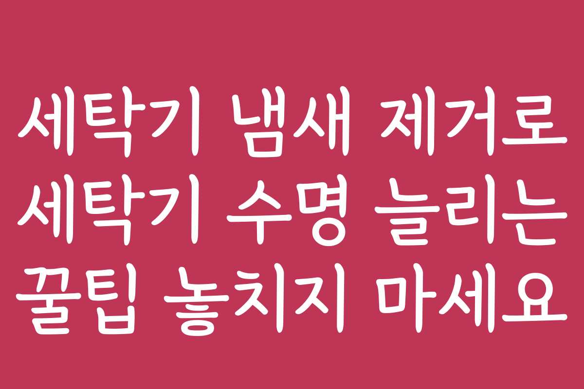 세탁기 냄새 제거로 세탁기 수명 늘리는 꿀팁 놓치지 마세요