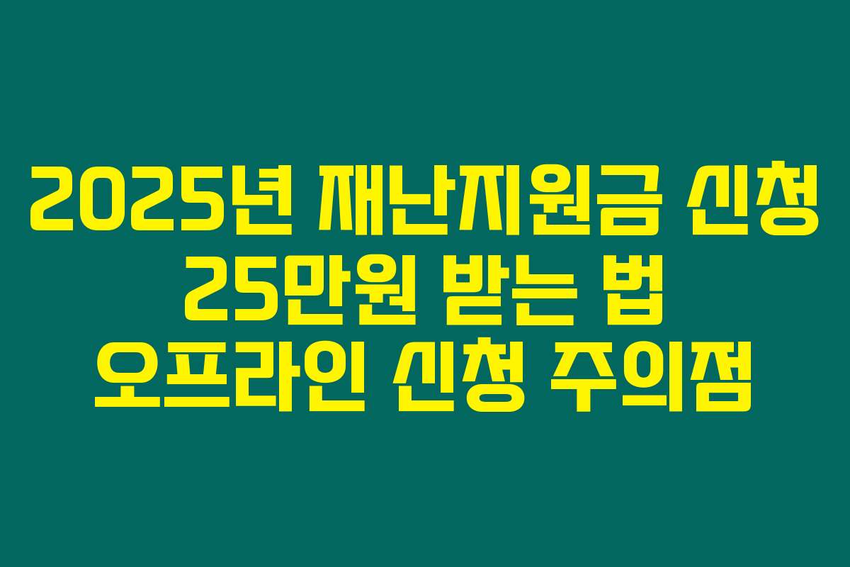 2025년 재난지원금 신청 25만원 받는 법 오프라인 신청 주의점