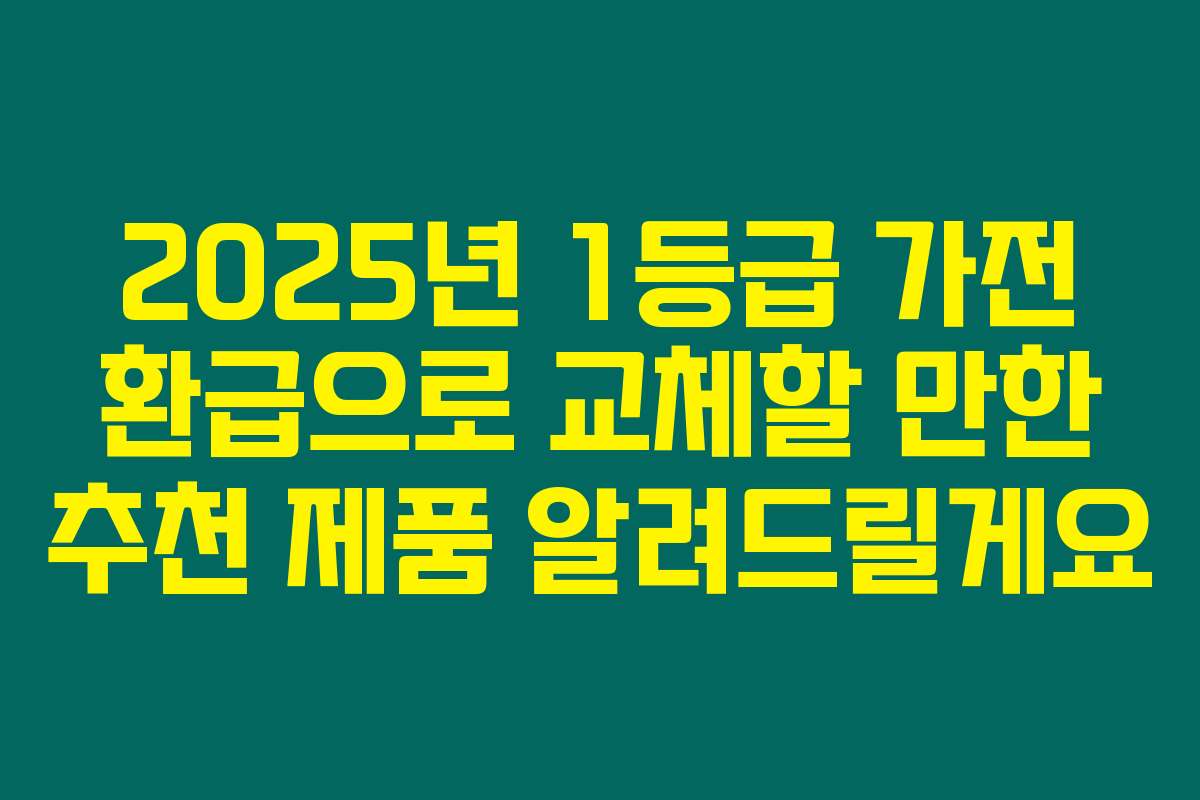 2025년 1등급 가전 환급으로 교체할 만한 추천 제품 알려드릴게요