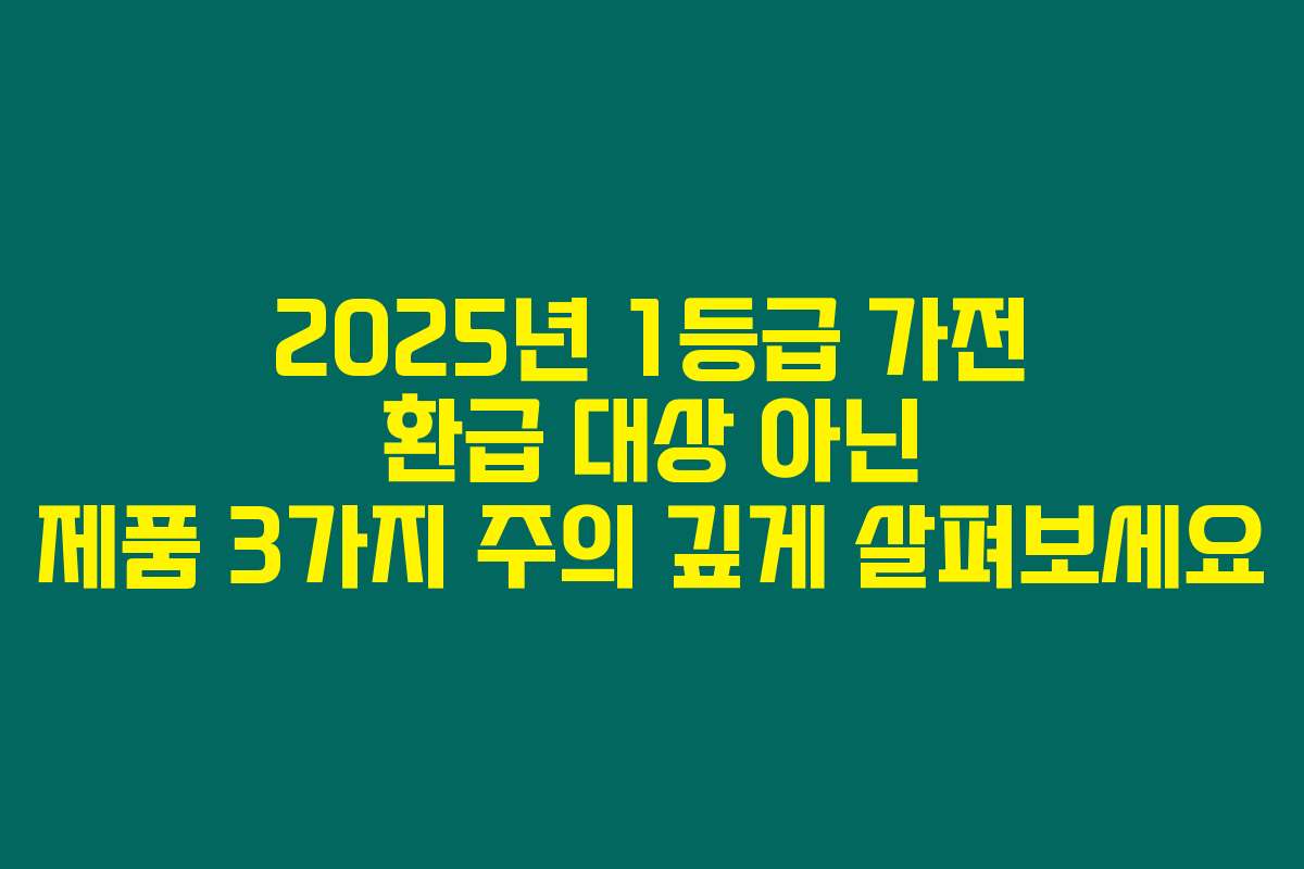 2025년 1등급 가전 환급 대상 아닌 제품 3가지 주의 깊게 살펴보세요