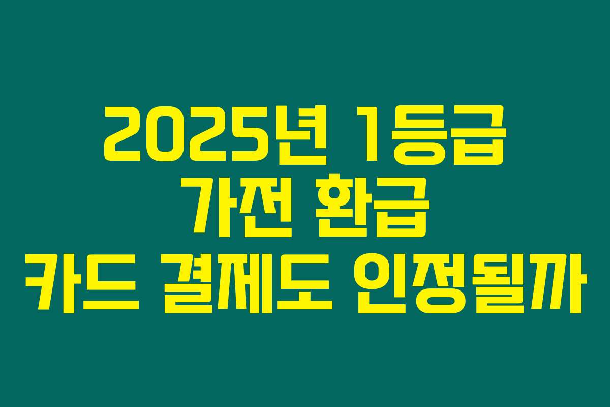 2025년 1등급 가전 환급 카드 결제도 인정될까
