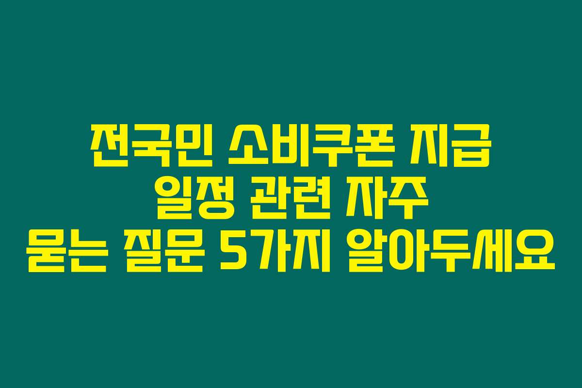 전국민 소비쿠폰 지급 일정 관련 자주 묻는 질문 5가지 알아두세요
