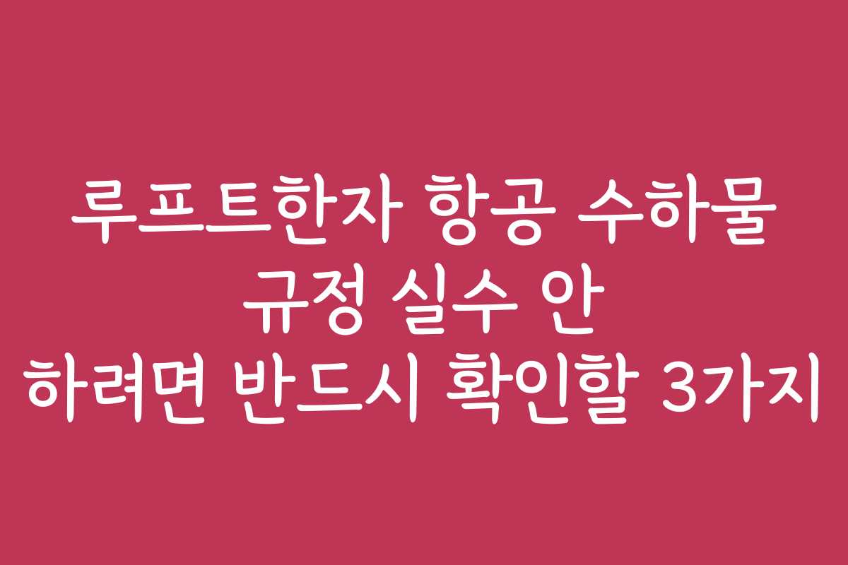 루프트한자 항공 수하물 규정 실수 안 하려면 반드시 확인할 3가지