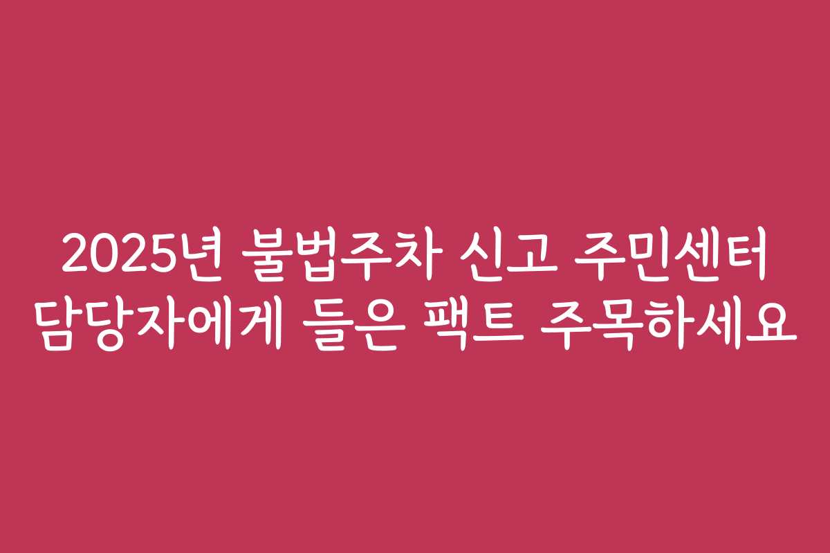 2025년 불법주차 신고 주민센터 담당자에게 들은 팩트 주목하세요