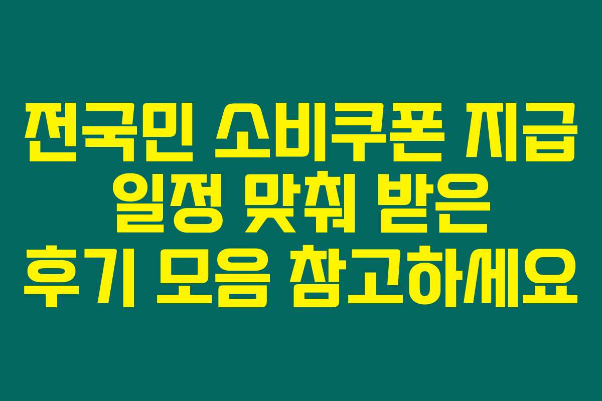 전국민 소비쿠폰 지급 일정 맞춰 받은 후기 모음 참고하세요