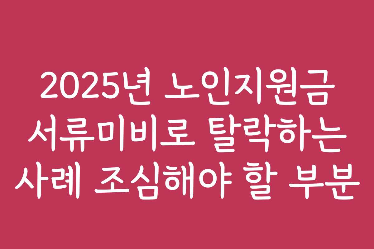 2025년 노인지원금 서류미비로 탈락하는 사례 조심해야 할 부분