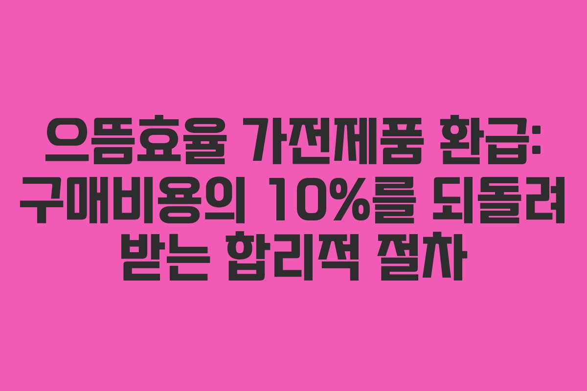 으뜸효율 가전제품 환급: 구매비용의 10%를 되돌려 받는 합리적 절차