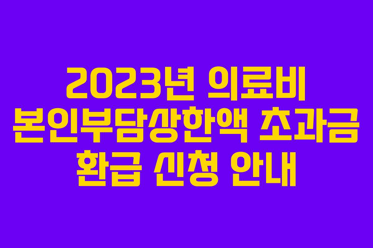 2023년 의료비 본인부담상한액 초과금 환급 신청 안내