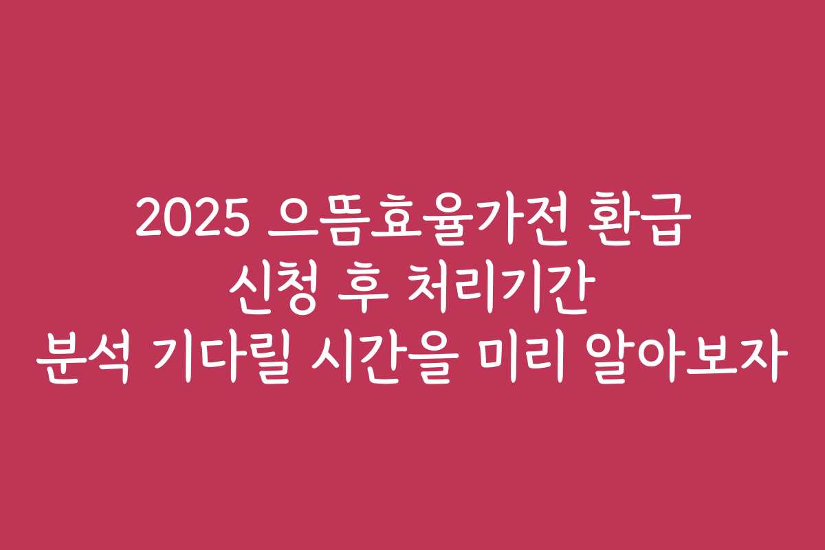 2025 으뜸효율가전 환급 신청 후 처리기간 분석 기다릴 시간을 미리 알아보자