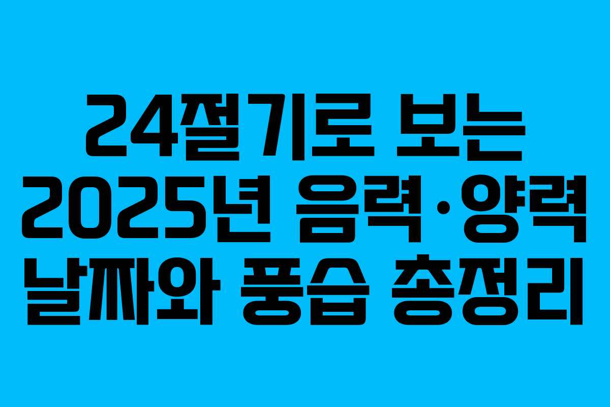 24절기로 보는 2025년 음력·양력 날짜와 풍습 총정리