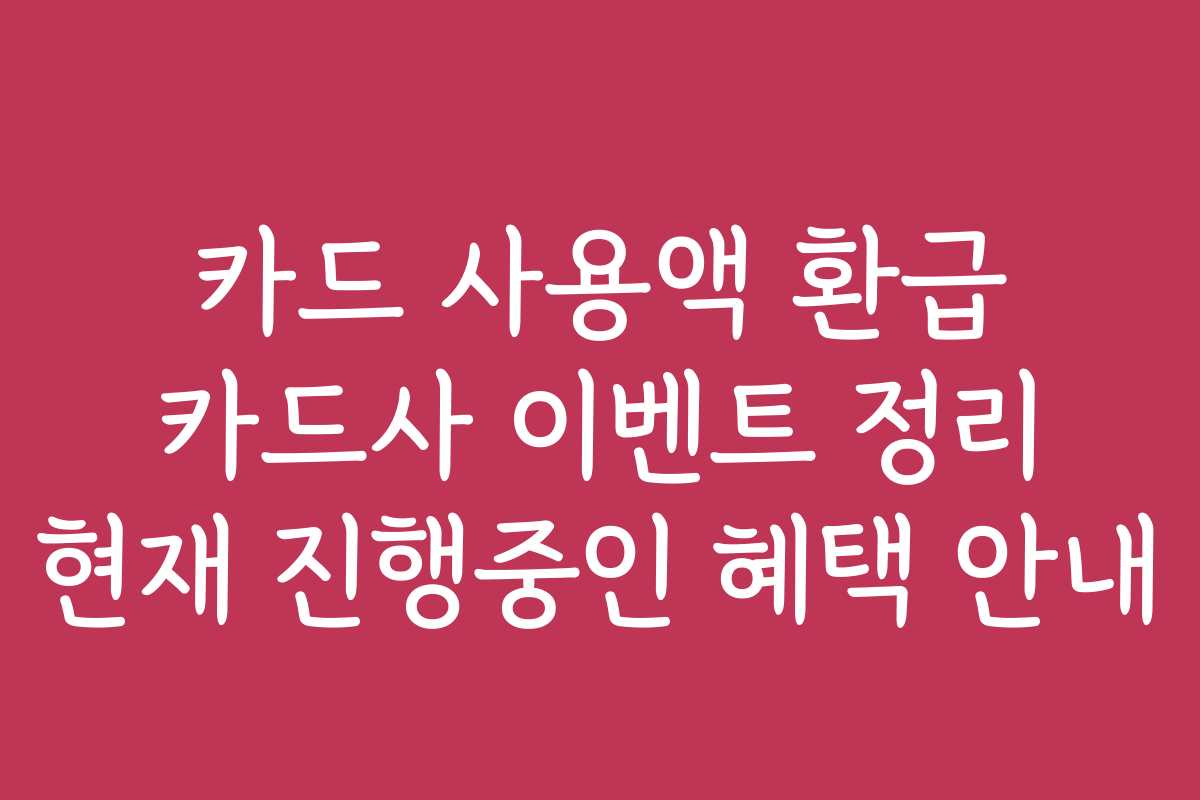 카드 사용액 환급 카드사 이벤트 정리 현재 진행중인 혜택 안내