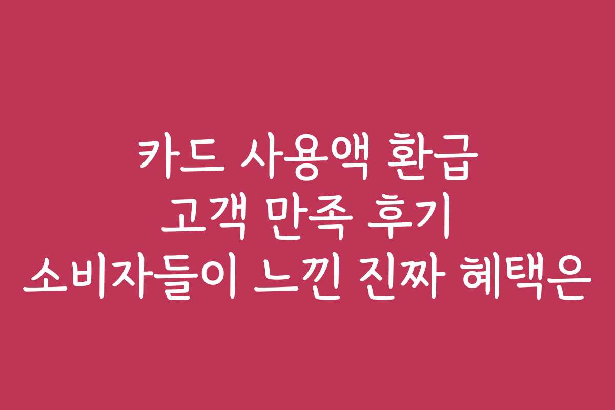 카드 사용액 환급 고객 만족 후기 소비자들이 느낀 진짜 혜택은