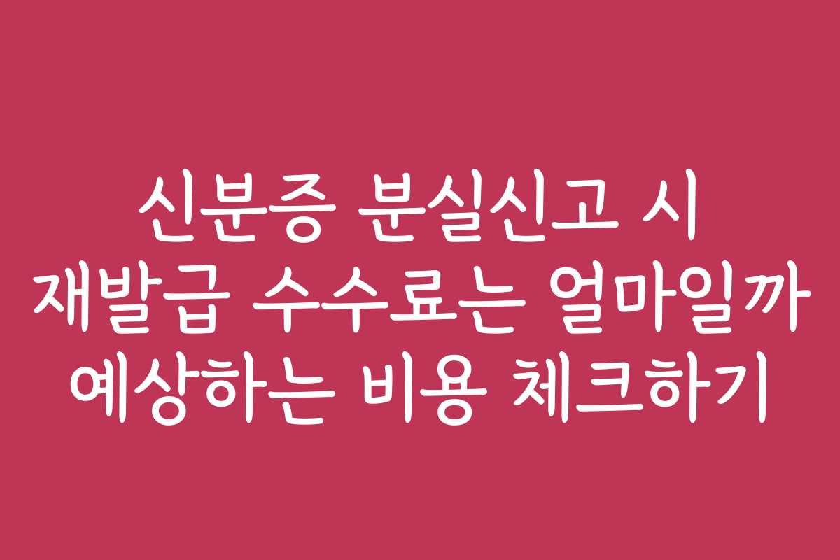 신분증 분실신고 시 재발급 수수료는 얼마일까 예상하는 비용 체크하기
