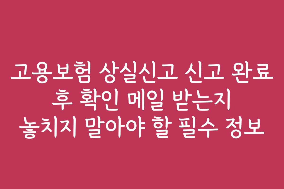 고용보험 상실신고 신고 완료 후 확인 메일 받는지 놓치지 말아야 할 필수 정보
