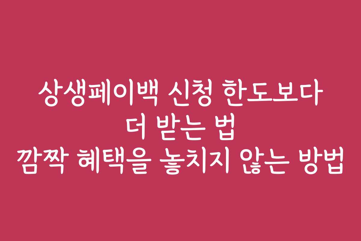 상생페이백 신청 한도보다 더 받는 법 깜짝 혜택을 놓치지 않는 방법