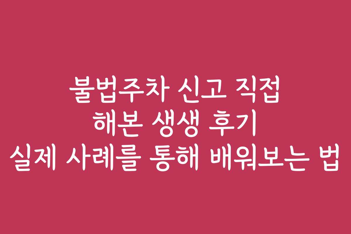 불법주차 신고 직접 해본 생생 후기 실제 사례를 통해 배워보는 법