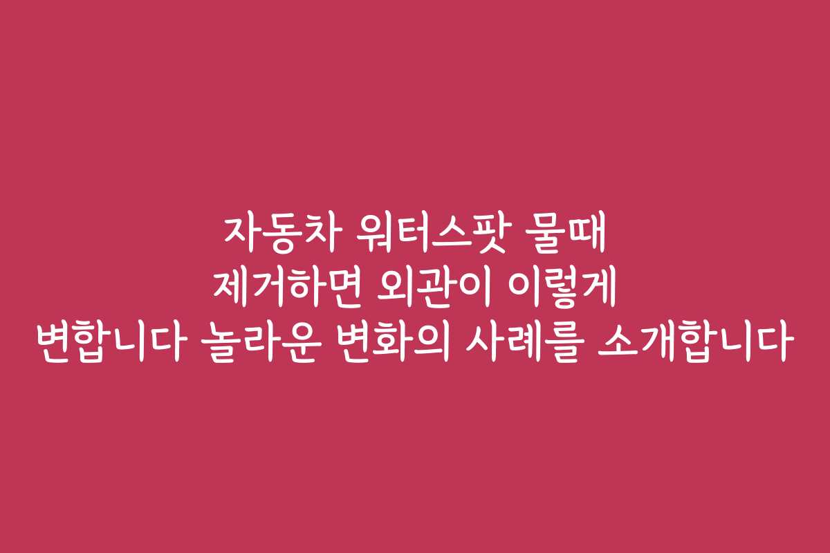 자동차 워터스팟 물때 제거하면 외관이 이렇게 변합니다 놀라운 변화의 사례를 소개합니다