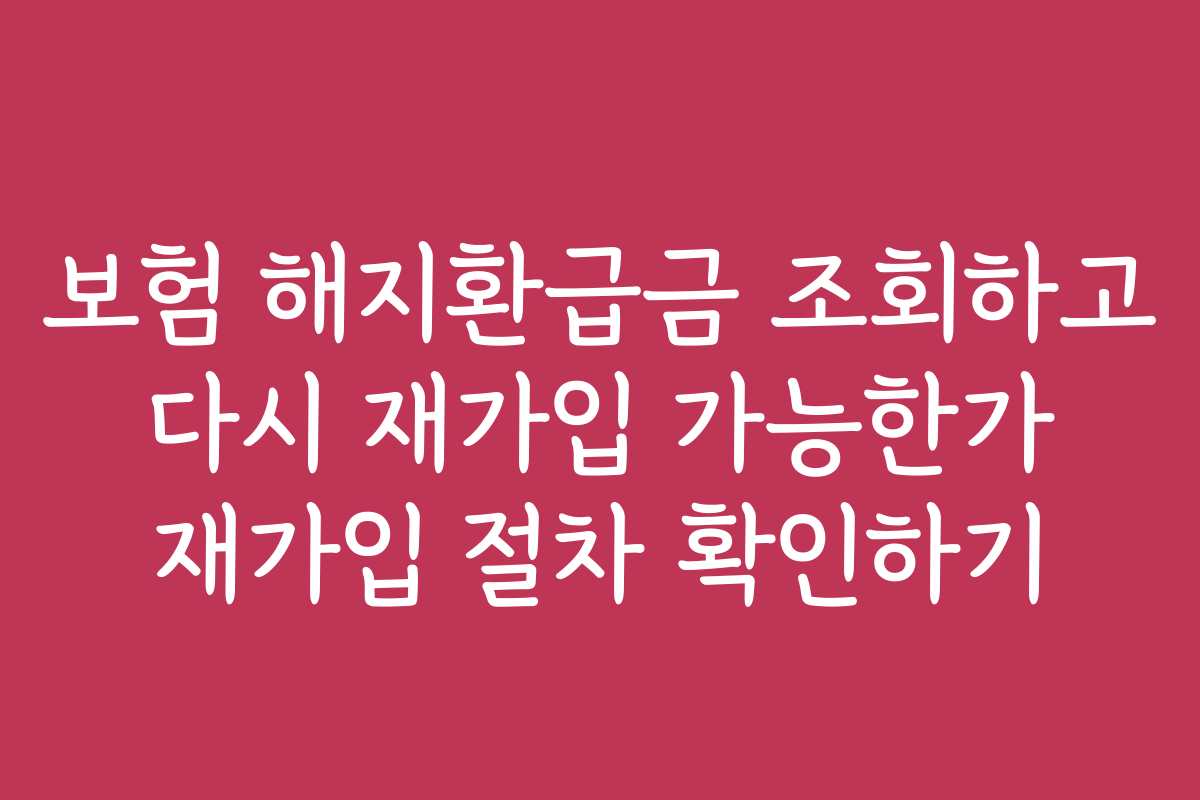 보험 해지환급금 조회하고 다시 재가입 가능한가 재가입 절차 확인하기