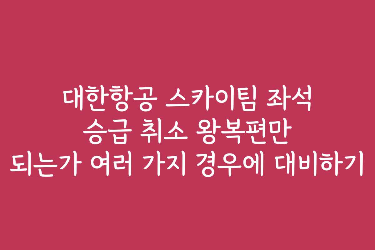 대한항공 스카이팀 좌석 승급 취소 왕복편만 되는가 여러 가지 경우에 대비하기