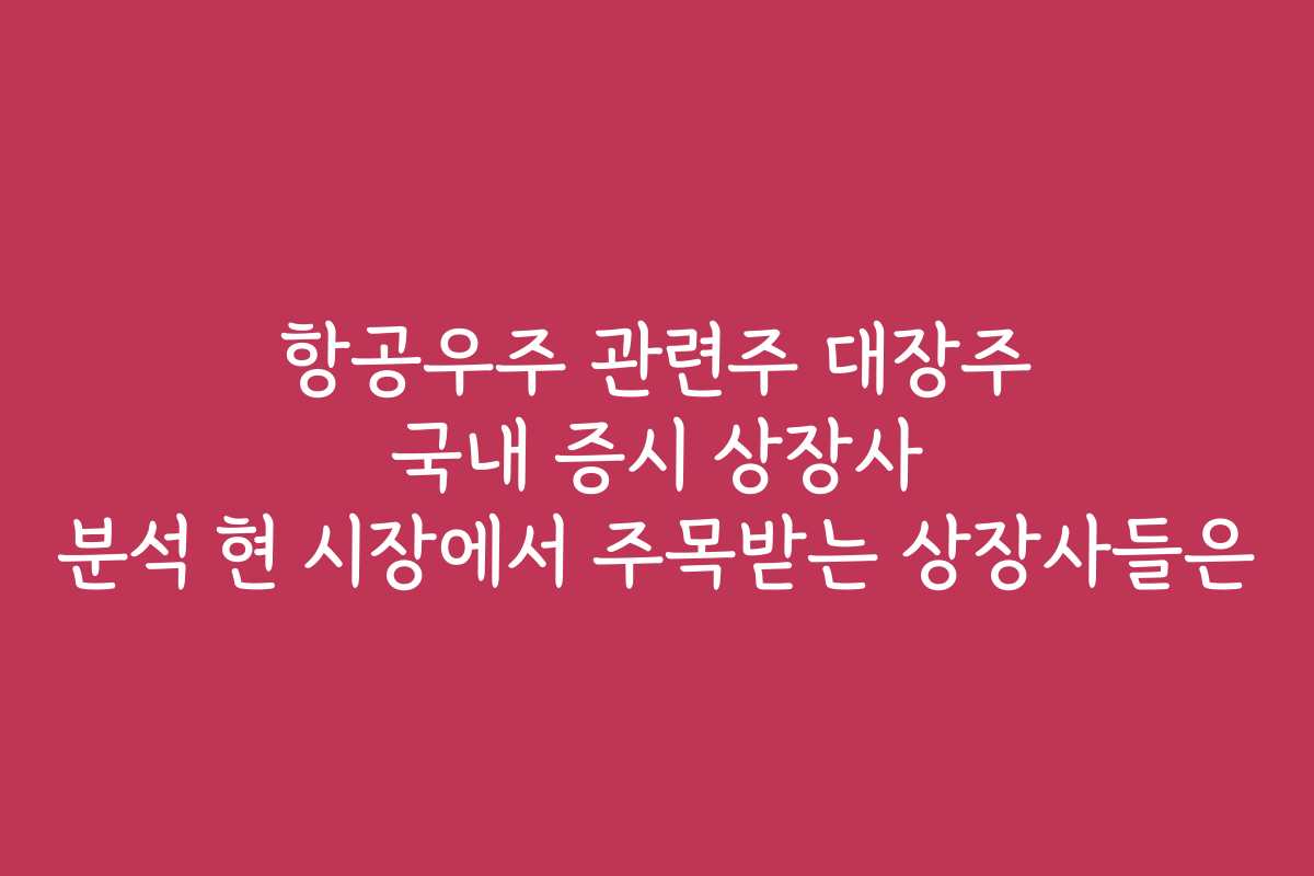 항공우주 관련주 대장주 국내 증시 상장사 분석 현 시장에서 주목받는 상장사들은