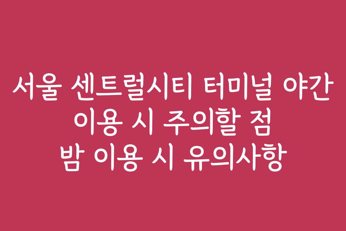 서울 센트럴시티 터미널 야간 이용 시 주의할 점 밤 이용 시 유의사항