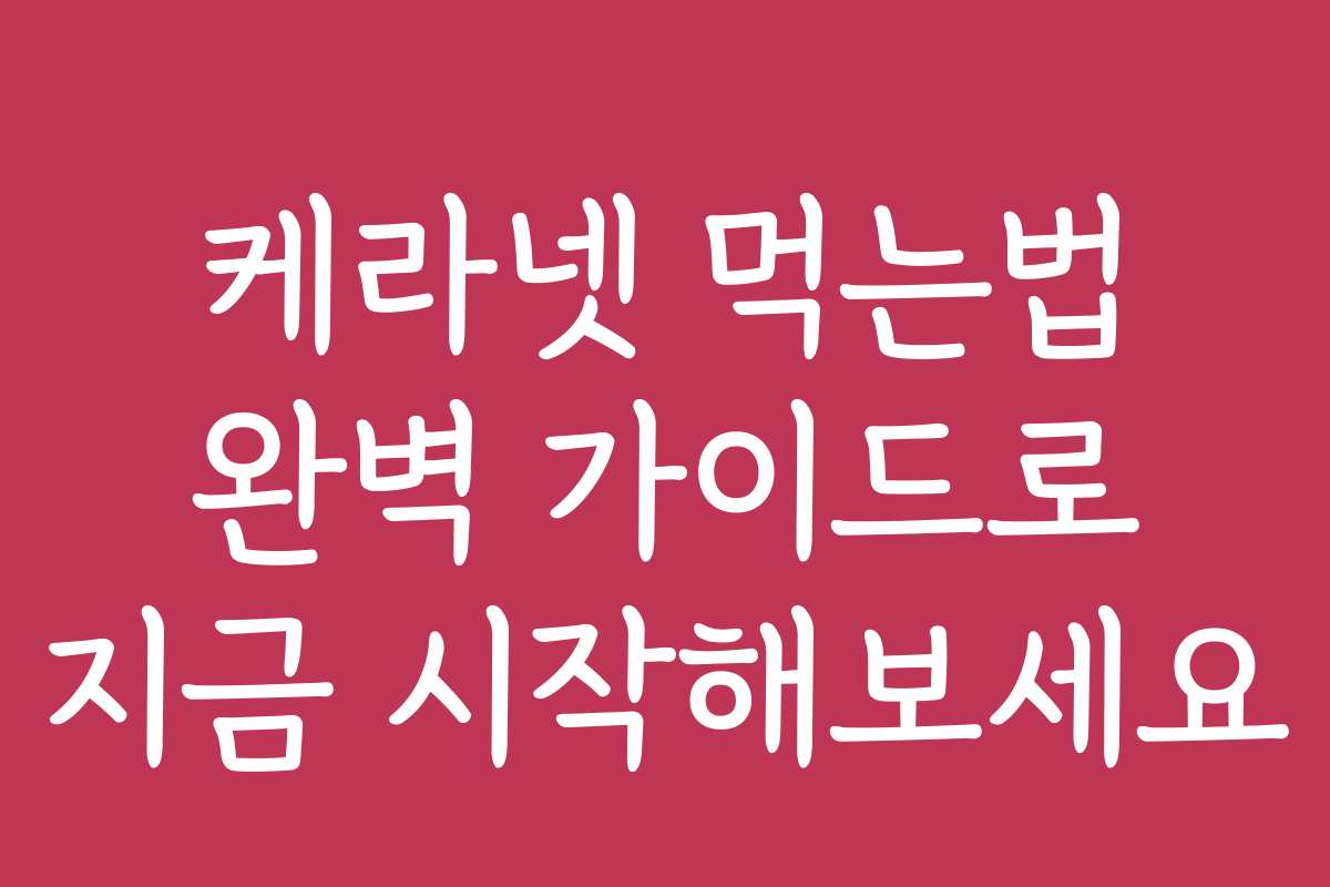 케라넷 먹는법 완벽 가이드로 지금 시작해보세요