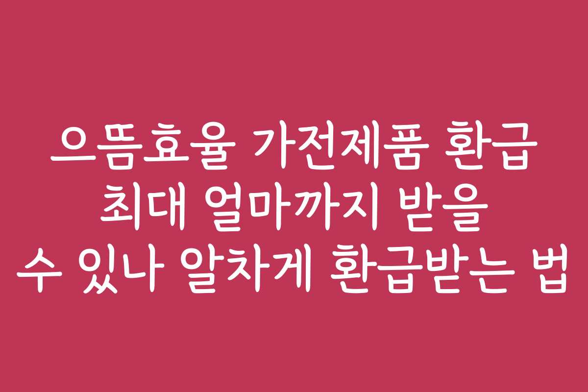 으뜸효율 가전제품 환급 최대 얼마까지 받을 수 있나 알차게 환급받는 법