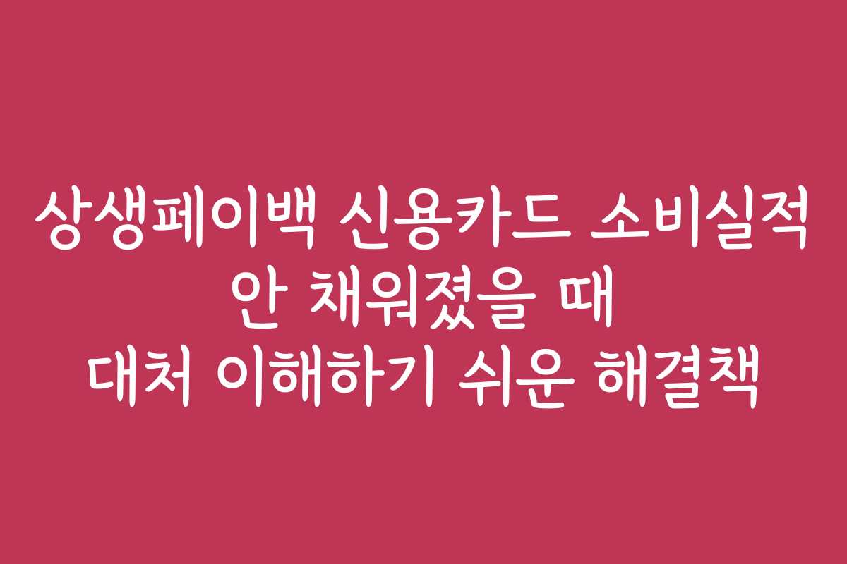 상생페이백 신용카드 소비실적 안 채워졌을 때 대처 이해하기 쉬운 해결책